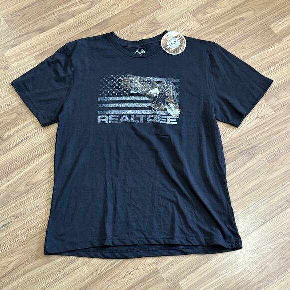 Men's Crew Neck Short Sleeve Patriotic Realtree T-Shirt Eagle American Flag - Lg - Picture 1 of 7